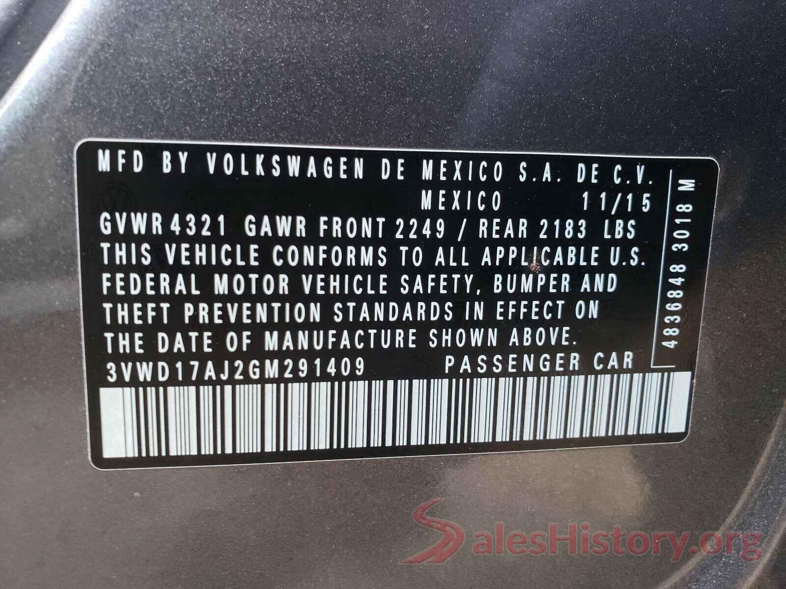 3VWD17AJ2GM291409 2016 VOLKSWAGEN JETTA