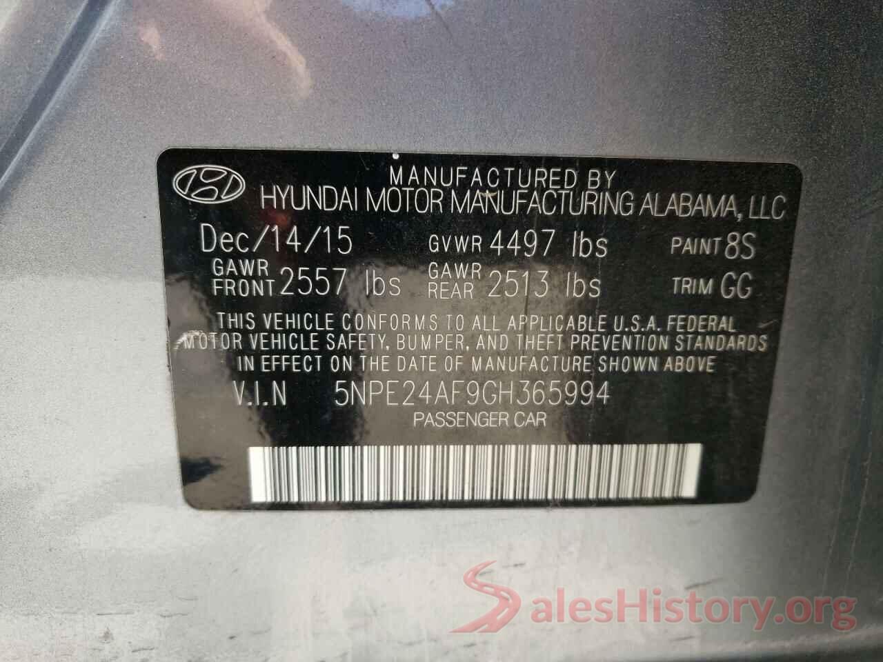 5NPE24AF9GH365994 2016 HYUNDAI SONATA