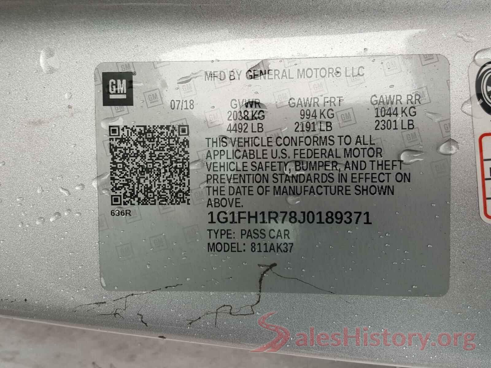 1G1FH1R78J0189371 2018 CHEVROLET CAMARO