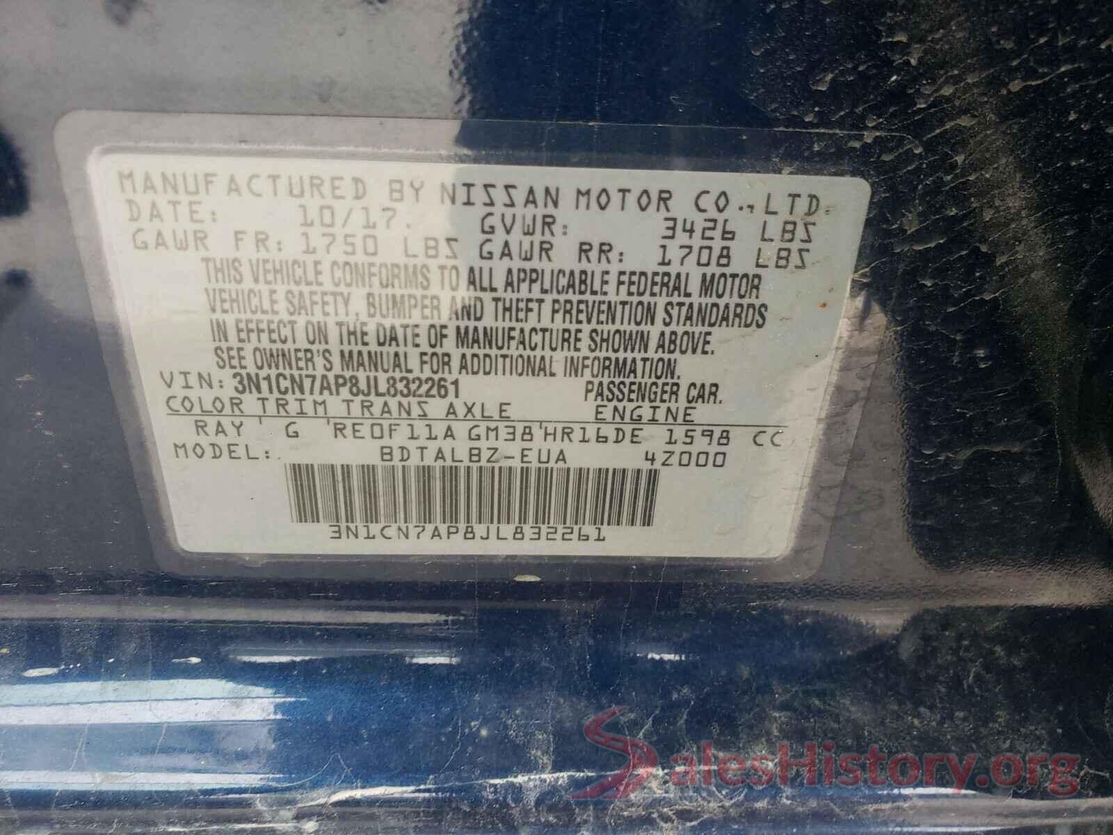 3N1CN7AP8JL832261 2018 NISSAN VERSA