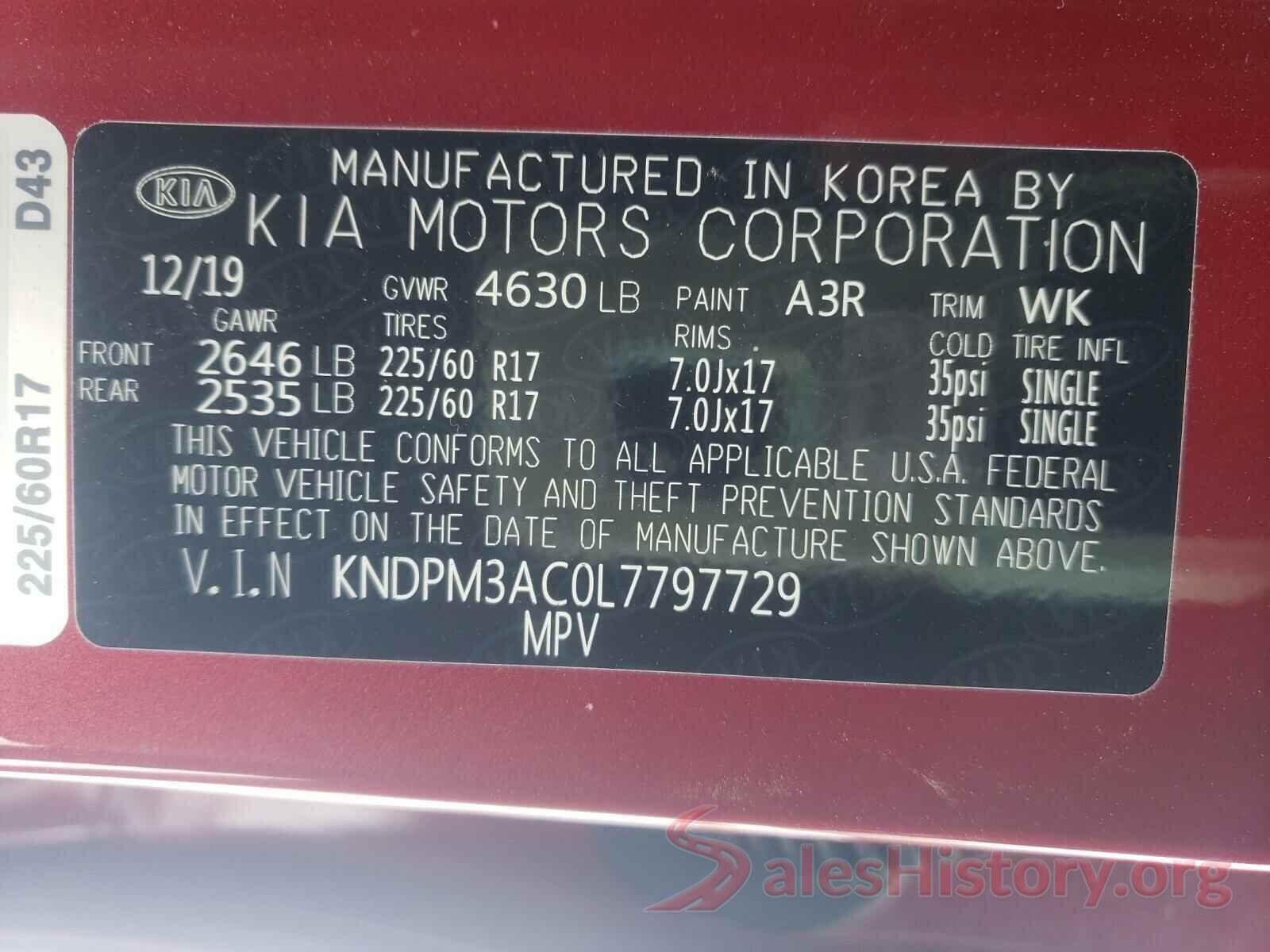 KNDPM3AC0L7797729 2020 KIA SPORTAGE