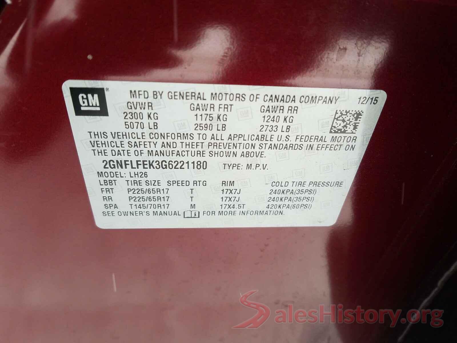 2GNFLFEK3G6221180 2016 CHEVROLET EQUINOX