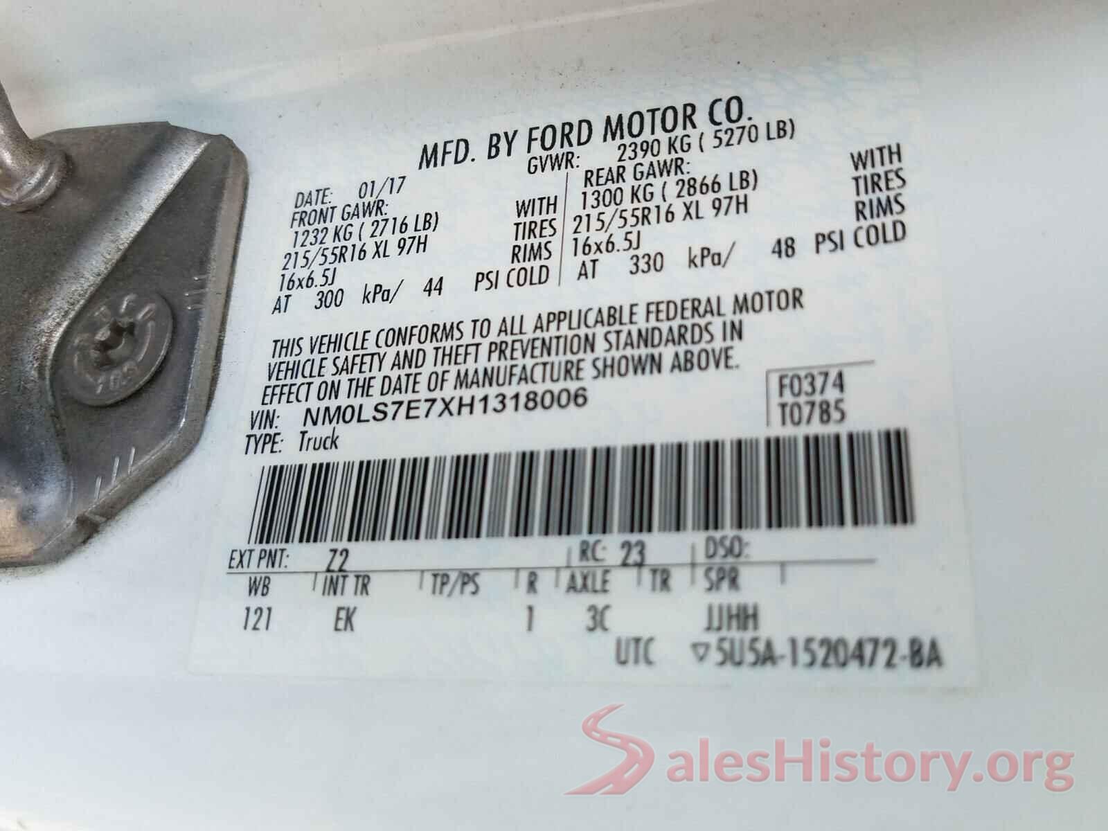 NM0LS7E7XH1318006 2017 FORD TRANSIT CO