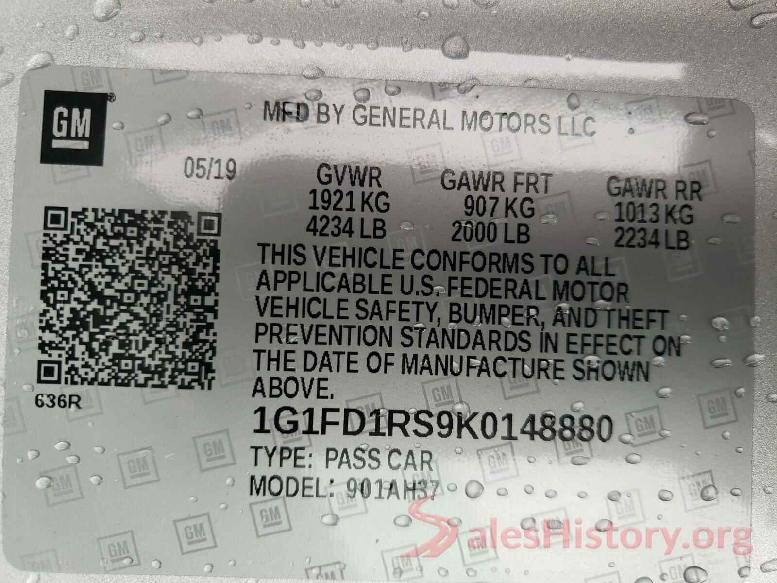 1G1FD1RS9K0148880 2019 CHEVROLET CAMARO