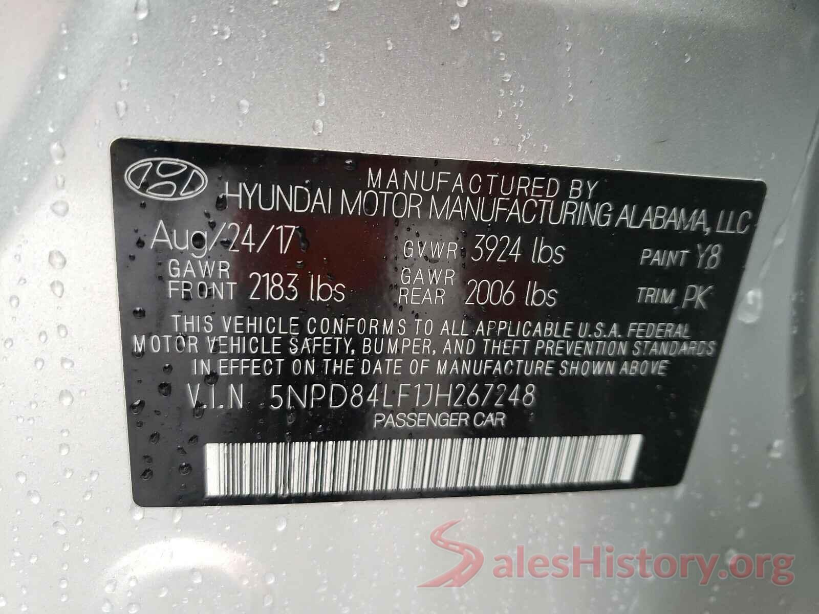 5NPD84LF1JH267248 2018 HYUNDAI ELANTRA