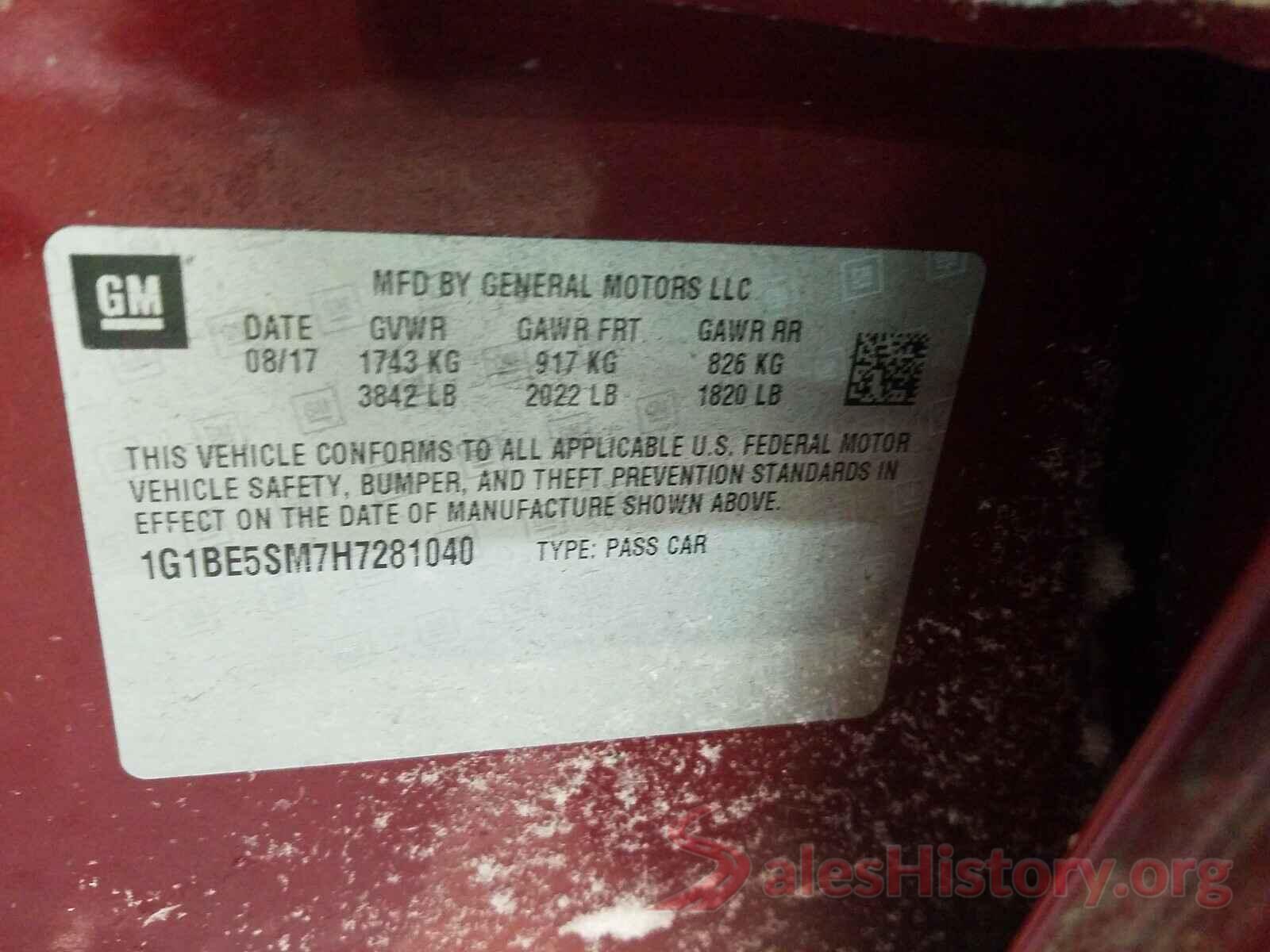 1G1BE5SM7H7281040 2017 CHEVROLET CRUZE