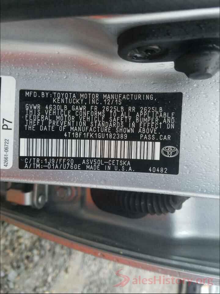 4T1BF1FK1GU182389 2016 TOYOTA CAMRY