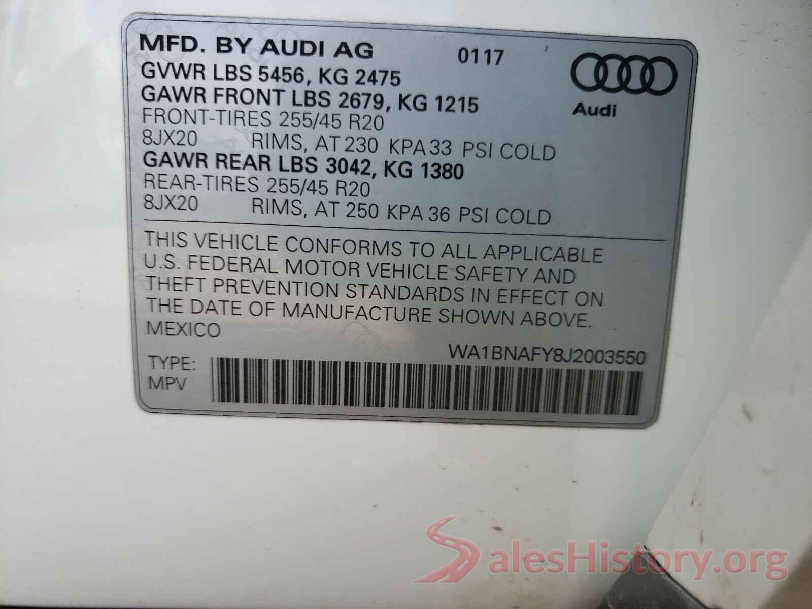 WA1BNAFY8J2003550 2018 AUDI Q5