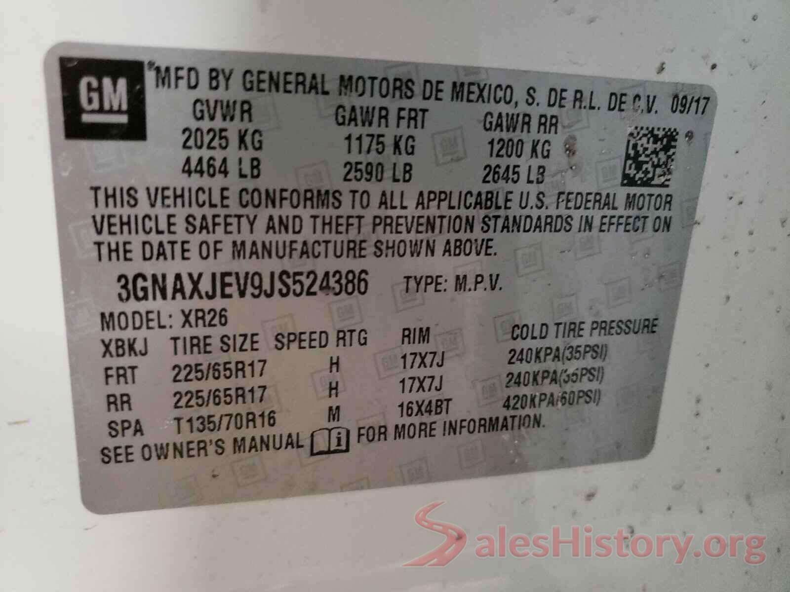 3GNAXJEV9JS524386 2018 CHEVROLET EQUINOX