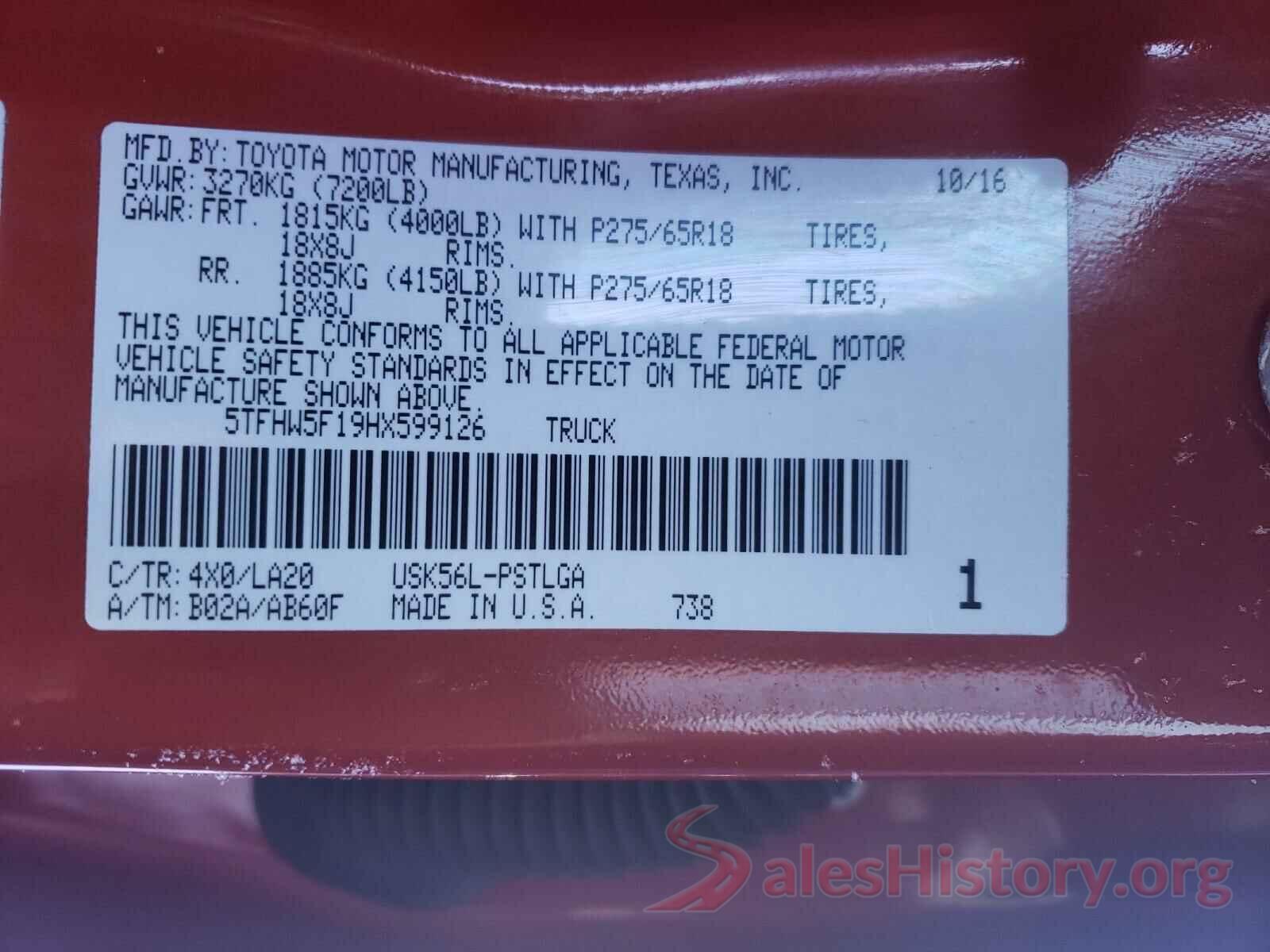 5TFHW5F19HX599126 2017 TOYOTA TUNDRA