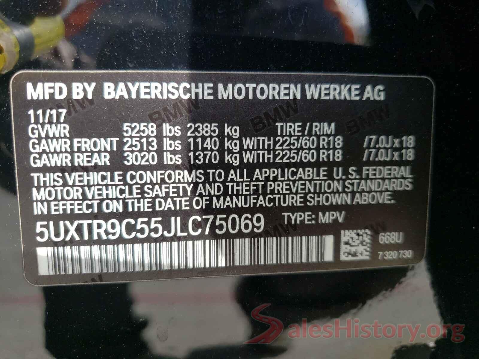 5UXTR9C55JLC75069 2018 BMW X3