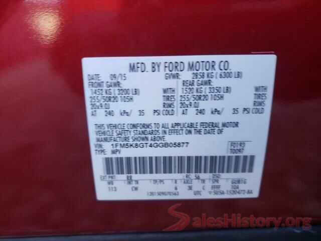 1FM5K8GT4GGB05877 2016 FORD EXPLORER