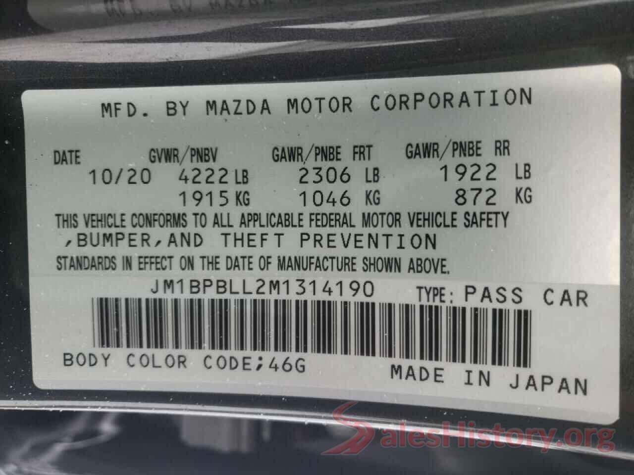 JM1BPBLL2M1314190 2021 MAZDA 3