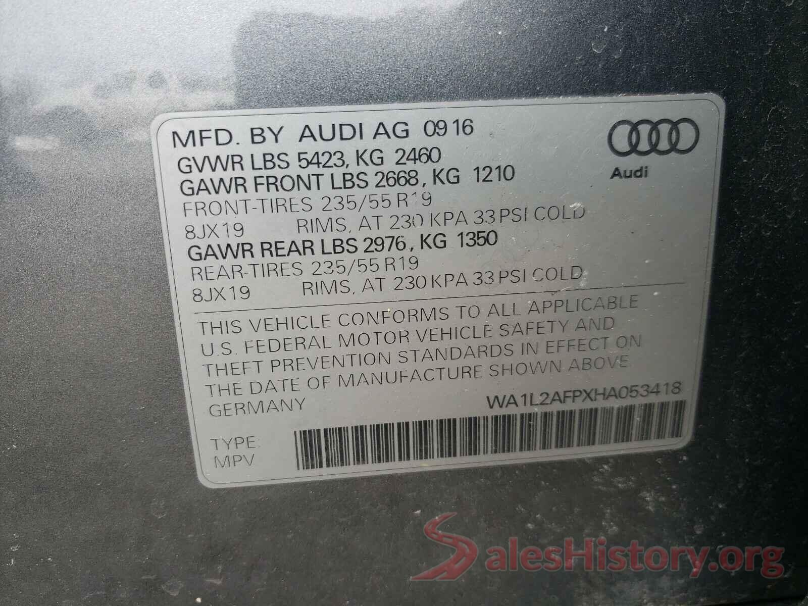 WA1L2AFPXHA053418 2017 AUDI Q5