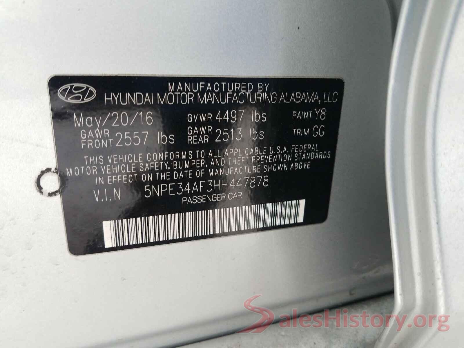 5NPE34AF3HH447878 2017 HYUNDAI SONATA