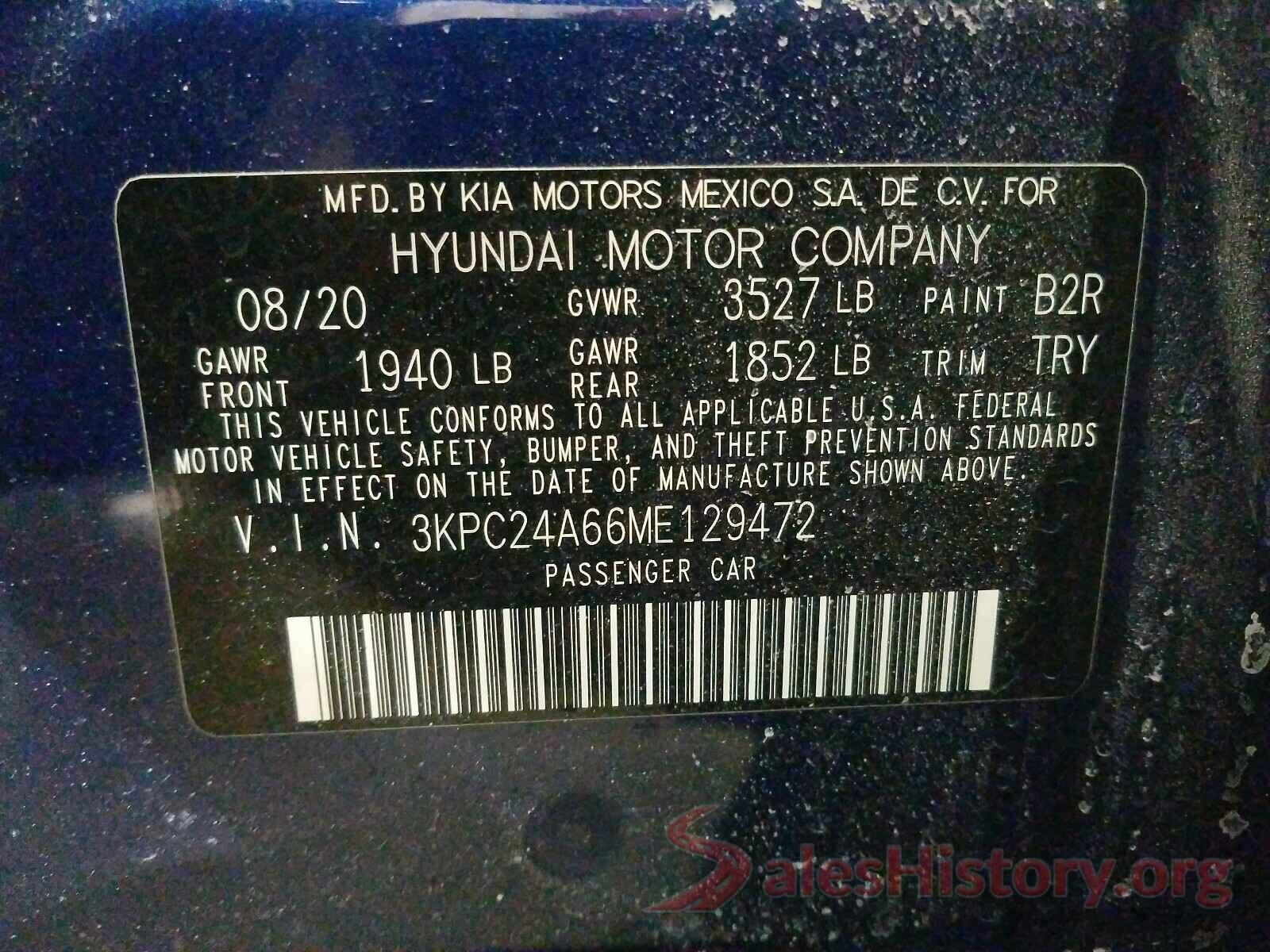 3KPC24A66ME129472 2021 HYUNDAI ACCENT