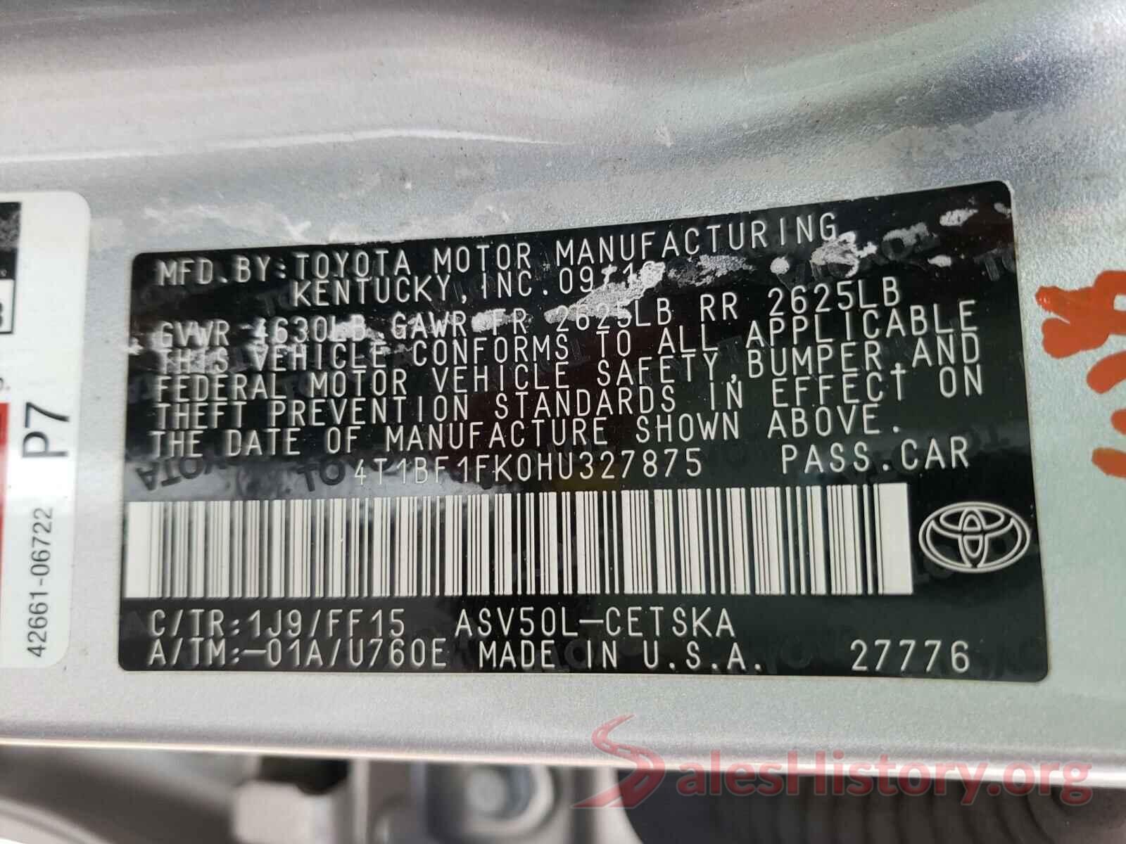 4T1BF1FK0HU327875 2017 TOYOTA CAMRY