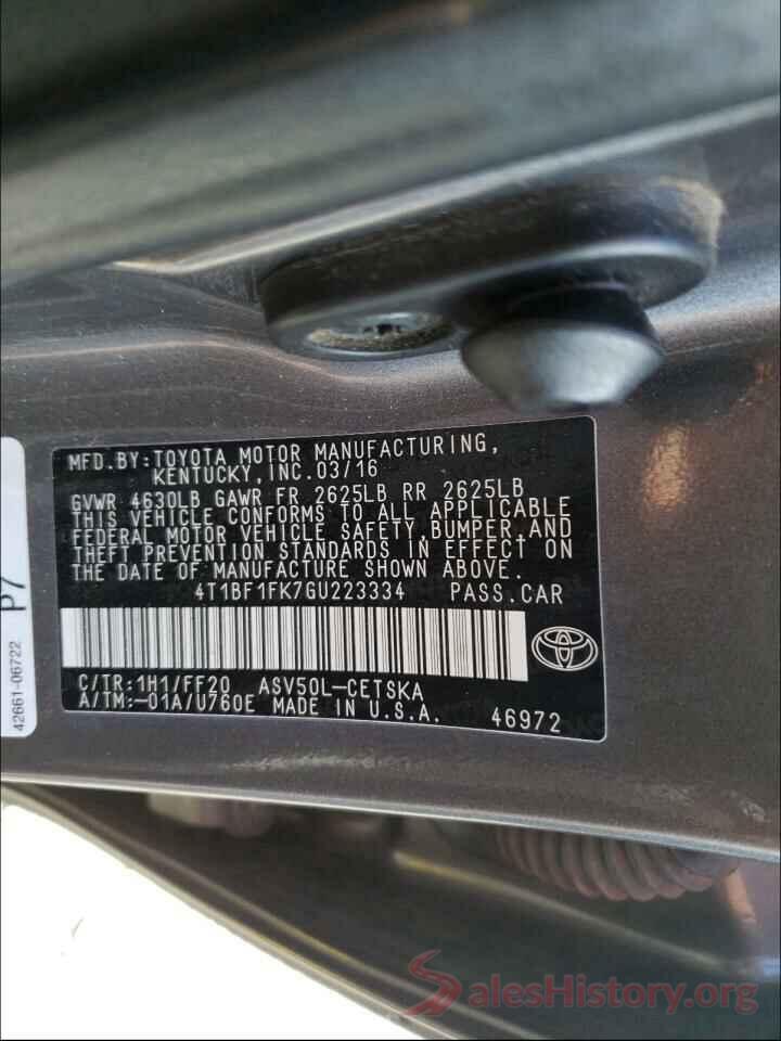 4T1BF1FK7GU223334 2016 TOYOTA CAMRY