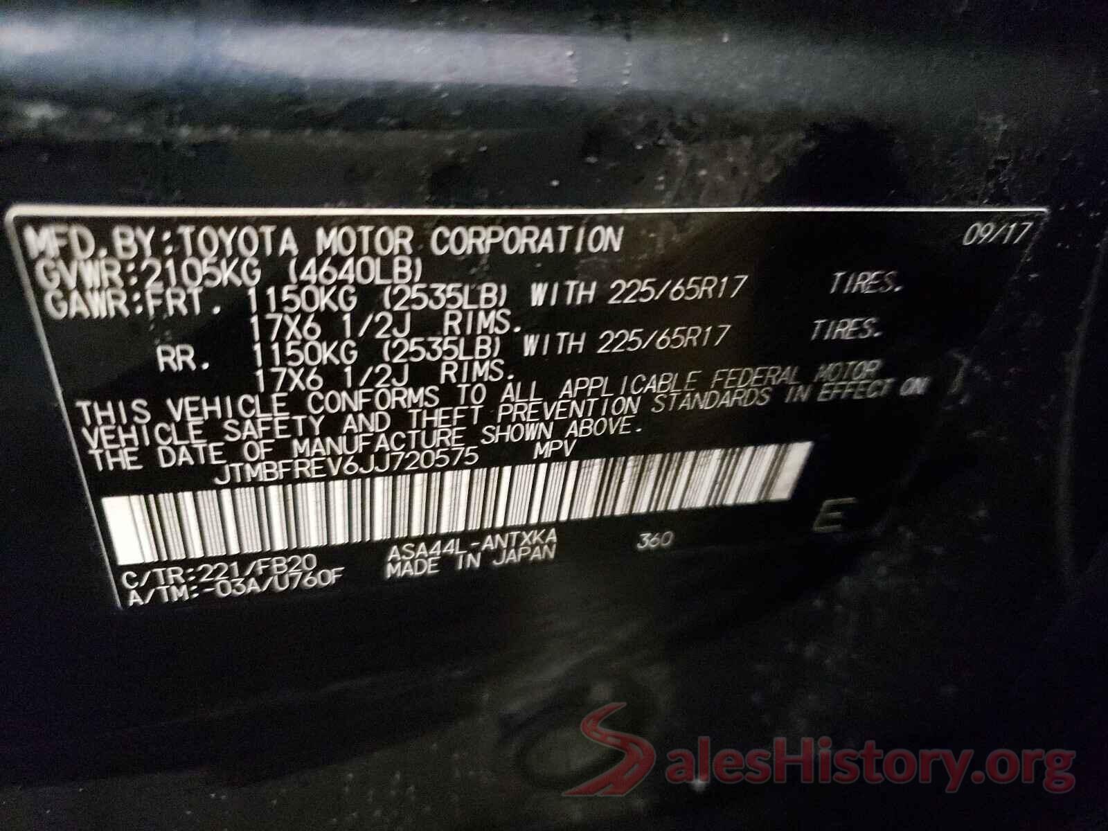 JTMBFREV6JJ720575 2018 TOYOTA RAV4