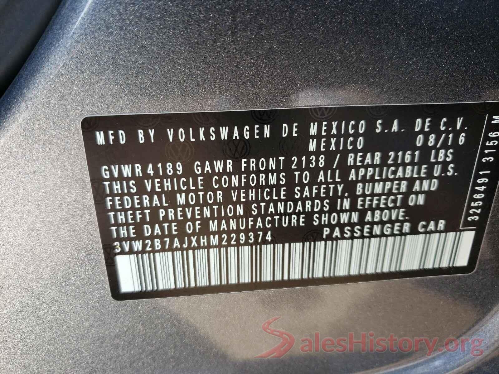 3VW2B7AJXHM229374 2017 VOLKSWAGEN JETTA