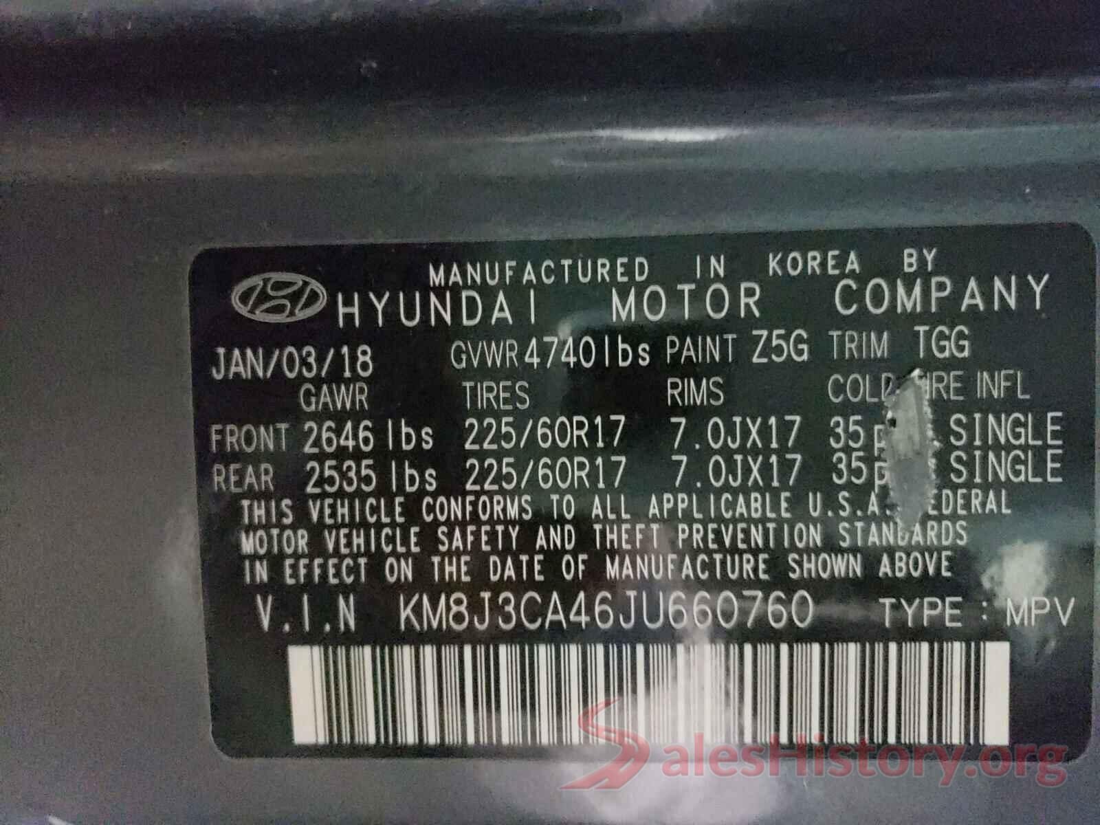 KM8J3CA46JU660760 2018 HYUNDAI TUCSON