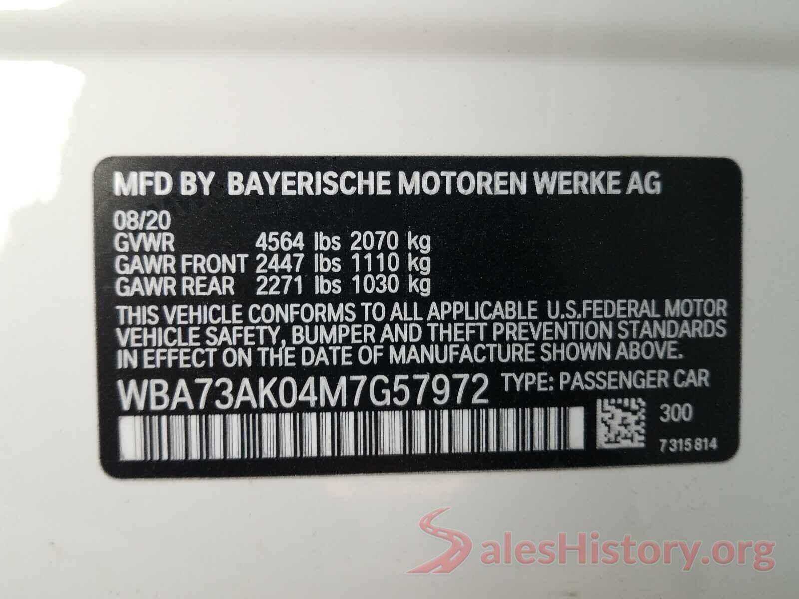 WBA73AK04M7G57972 2021 BMW 2 SERIES