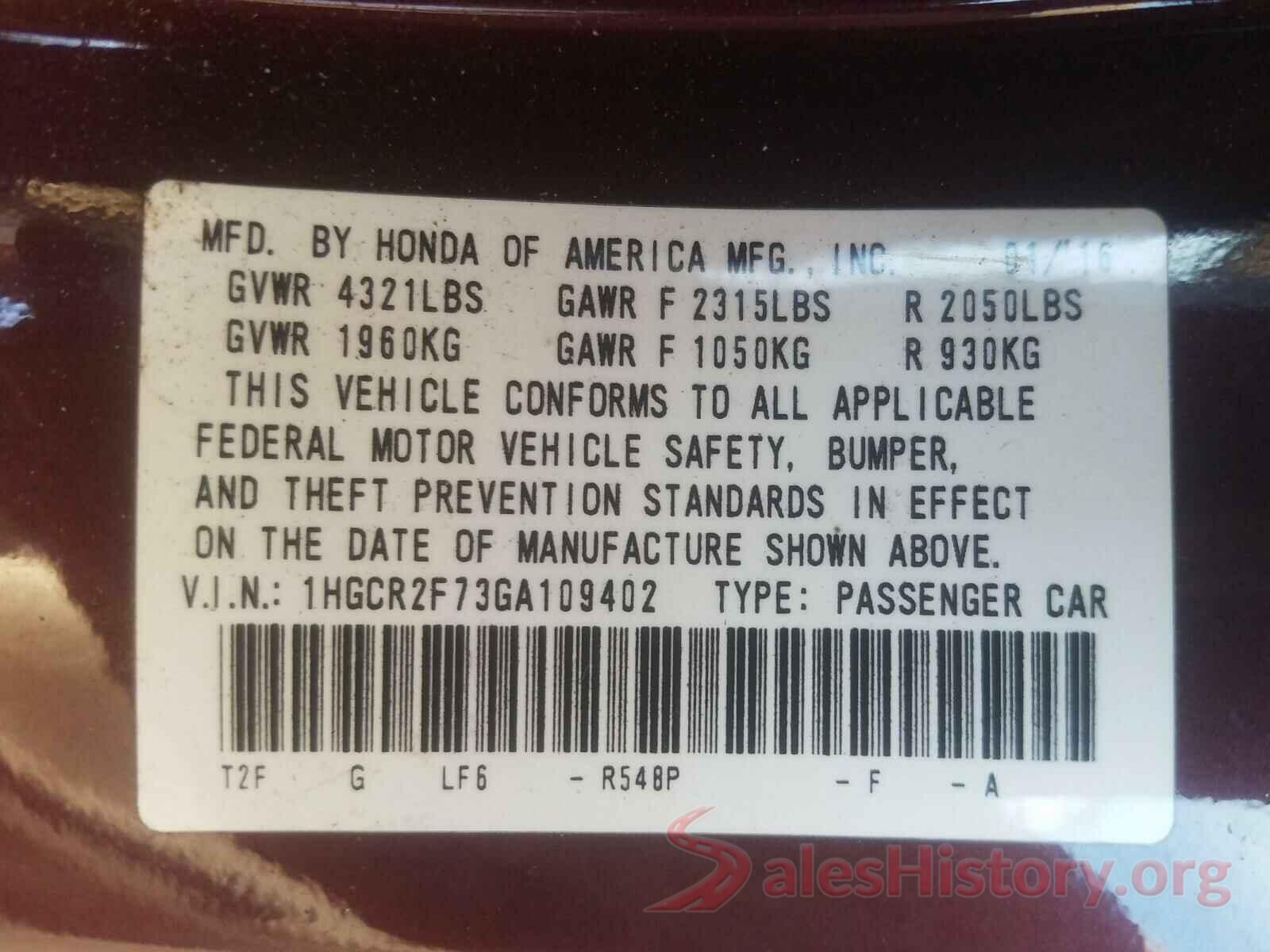 1HGCR2F73GA109402 2016 HONDA ACCORD