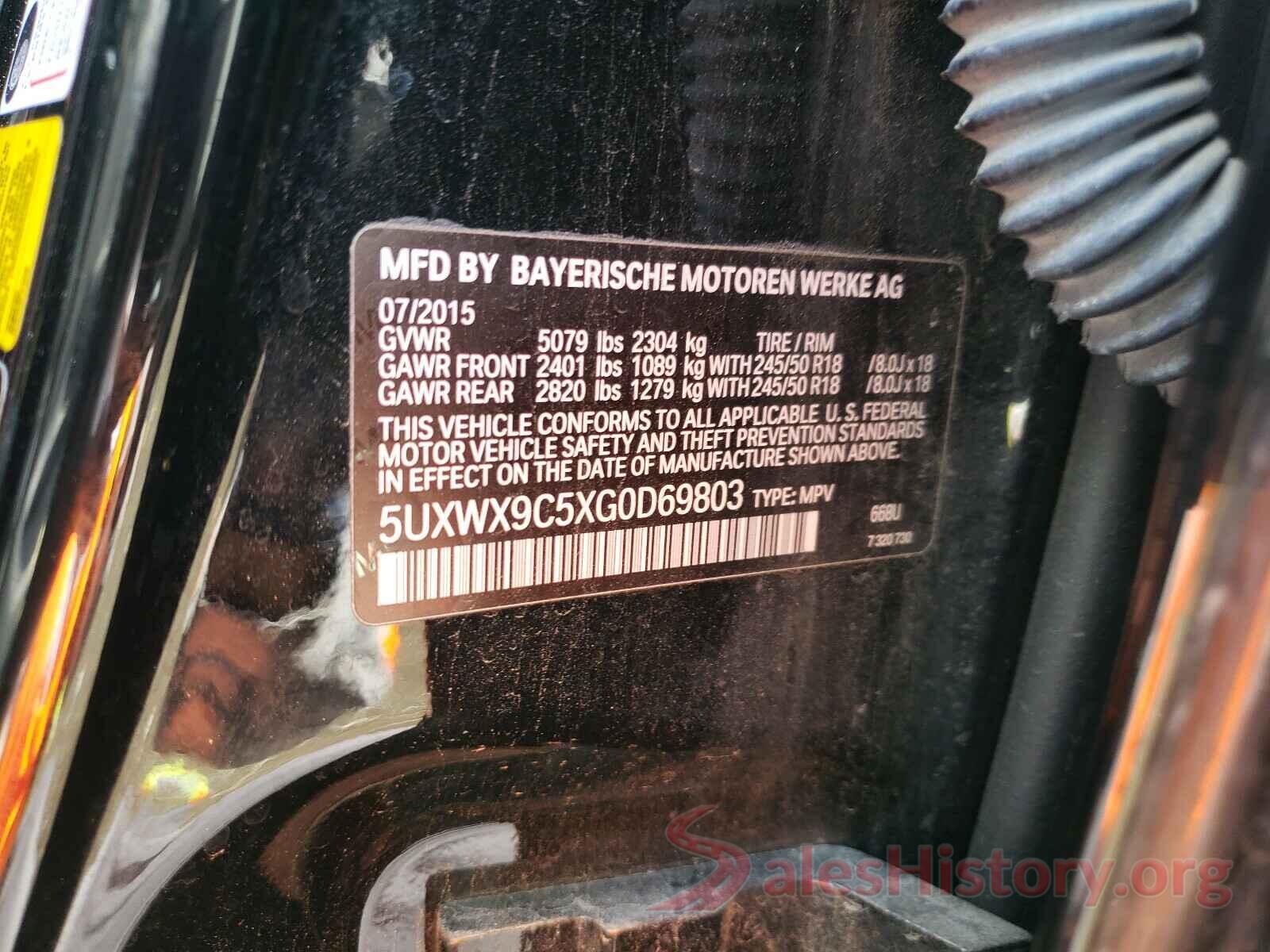 5UXWX9C5XG0D69803 2016 BMW X3