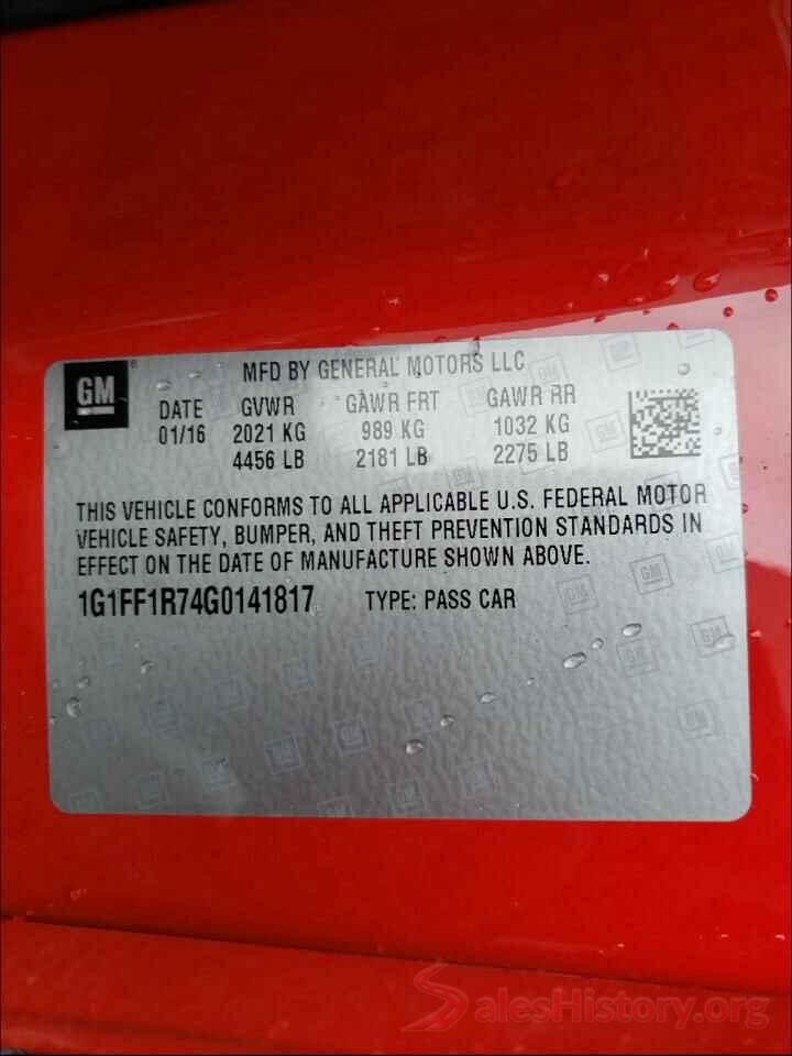 1G1FF1R74G0141817 2016 CHEVROLET CAMARO