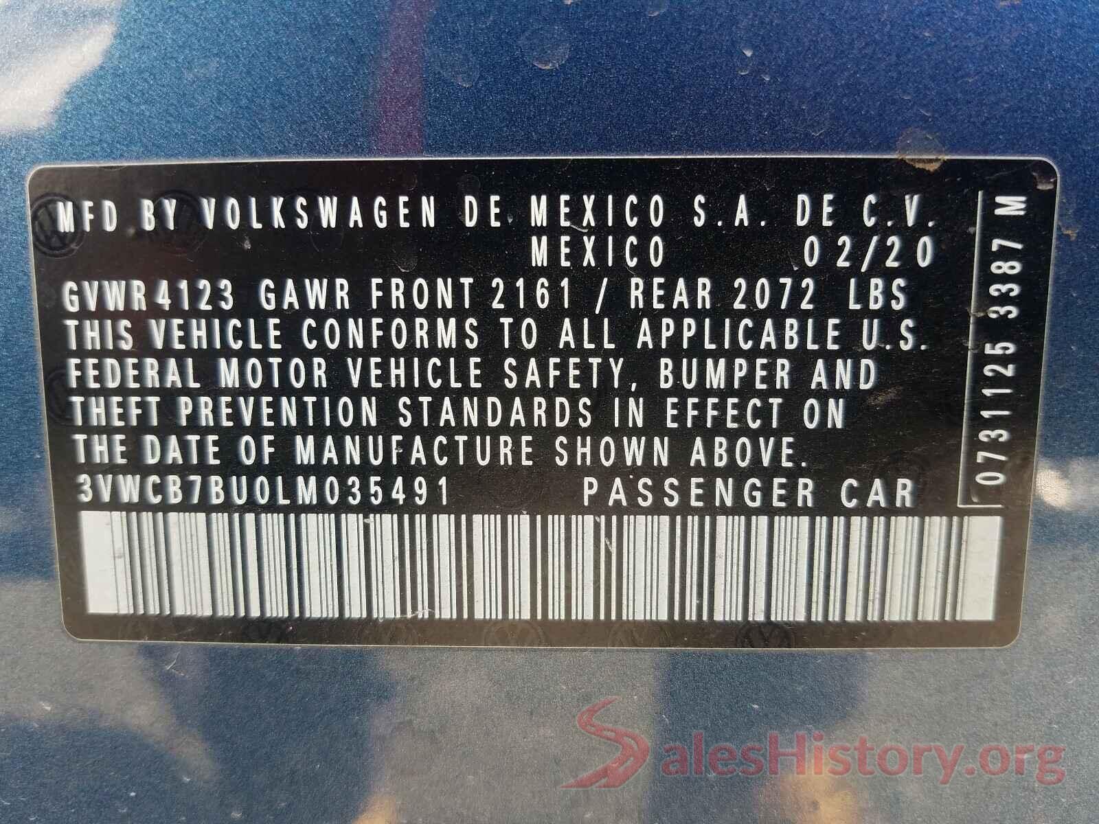 3VWCB7BU0LM035491 2020 VOLKSWAGEN JETTA