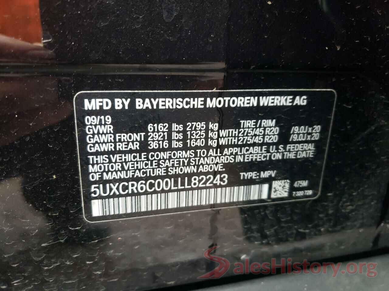 5UXCR6C00LLL82243 2020 BMW X5