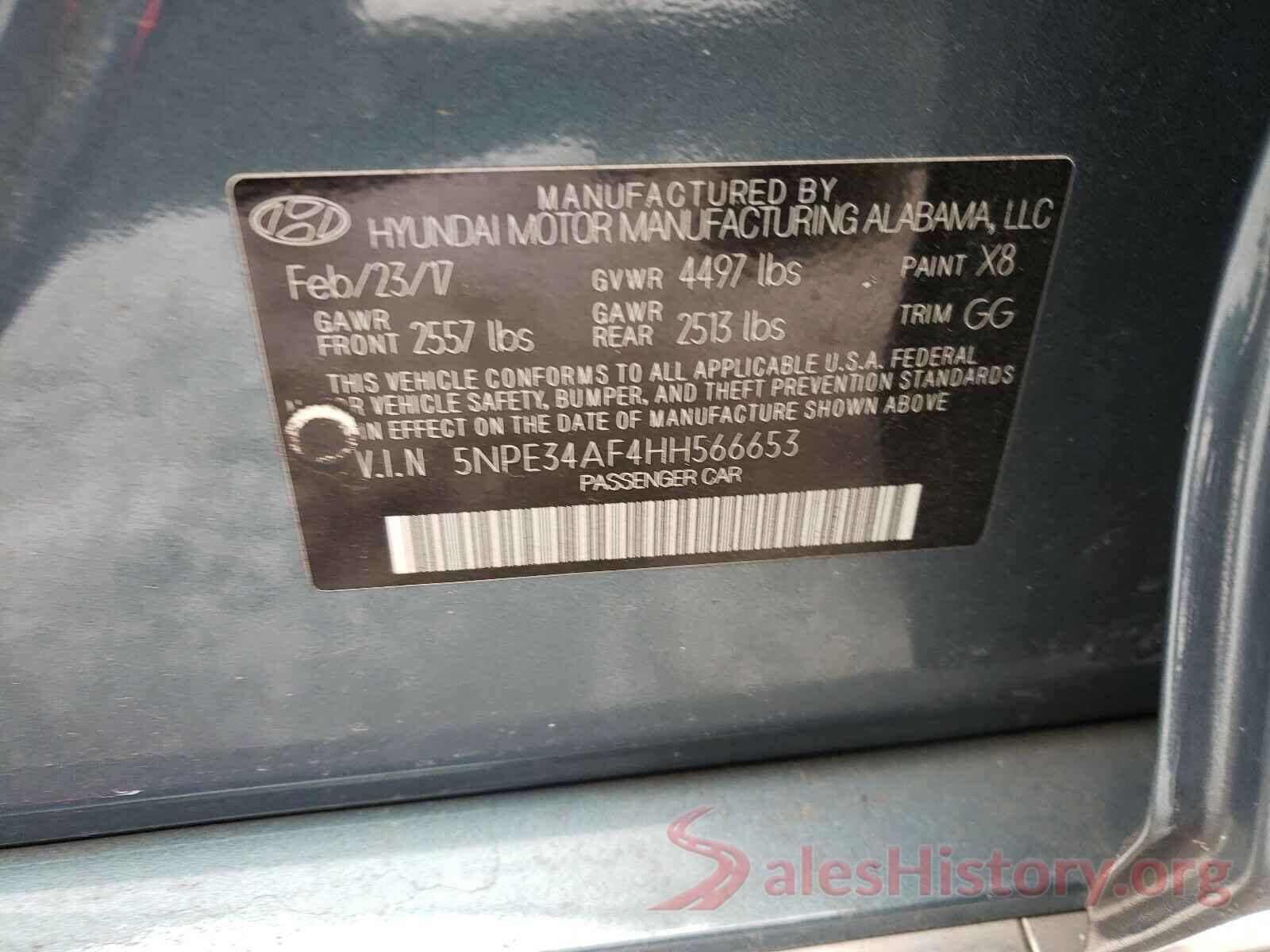 5NPE34AF4HH566653 2017 HYUNDAI SONATA