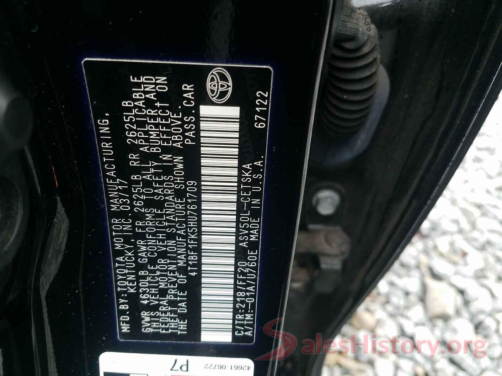 4T1BF1FK5HU761709 2017 TOYOTA CAMRY