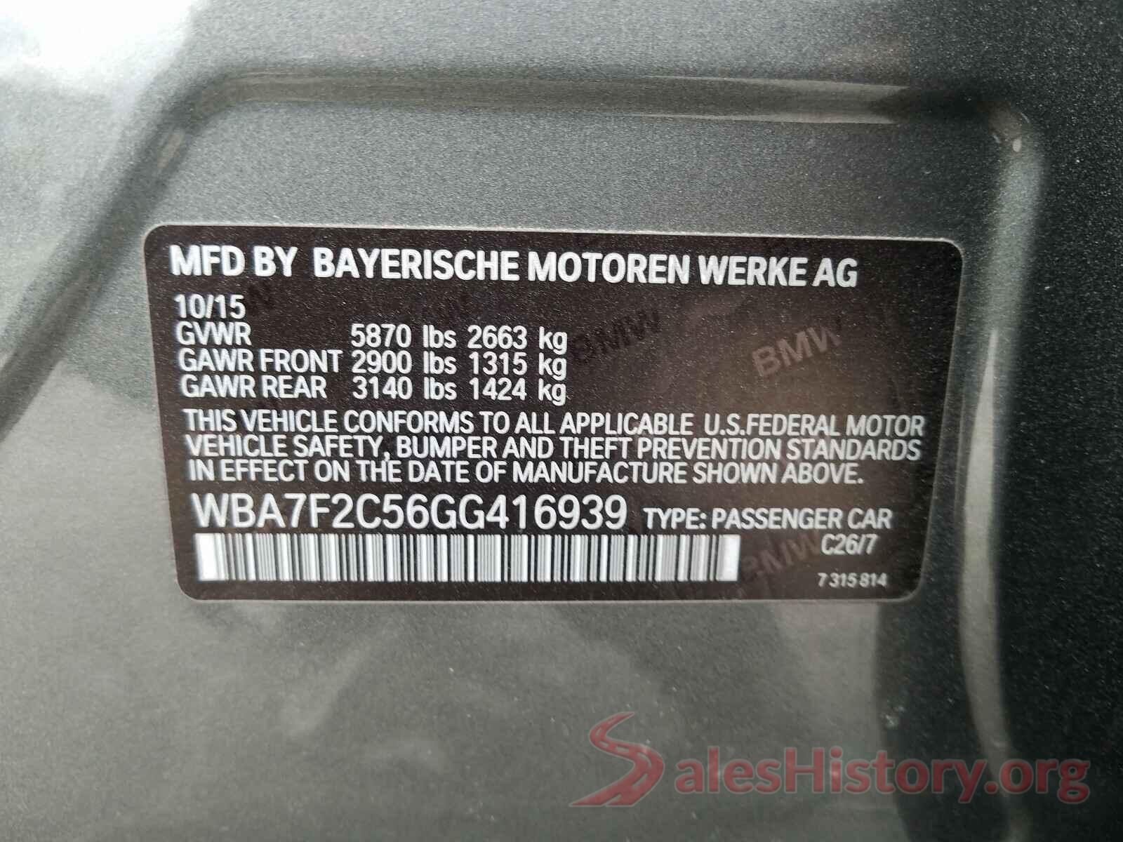 WBA7F2C56GG416939 2016 BMW 7 SERIES