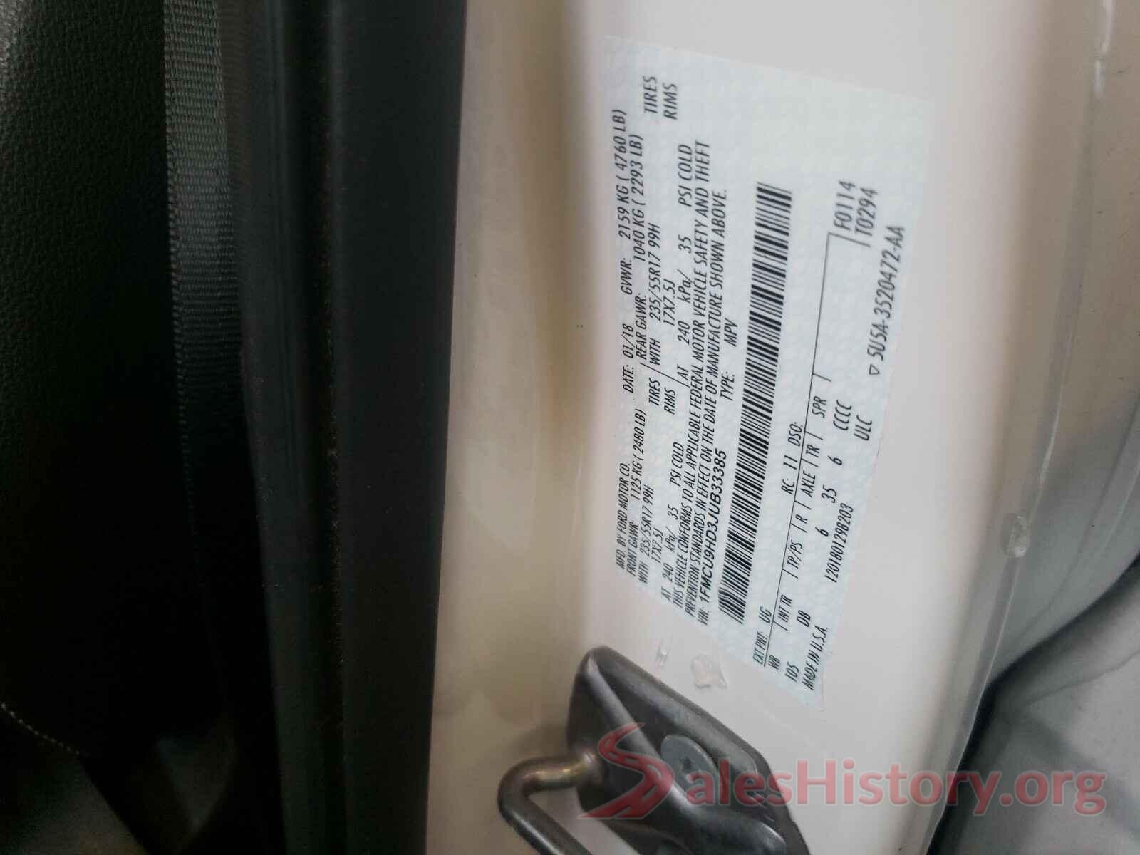 1FMCU9HD3JUB33385 2018 FORD ESCAPE