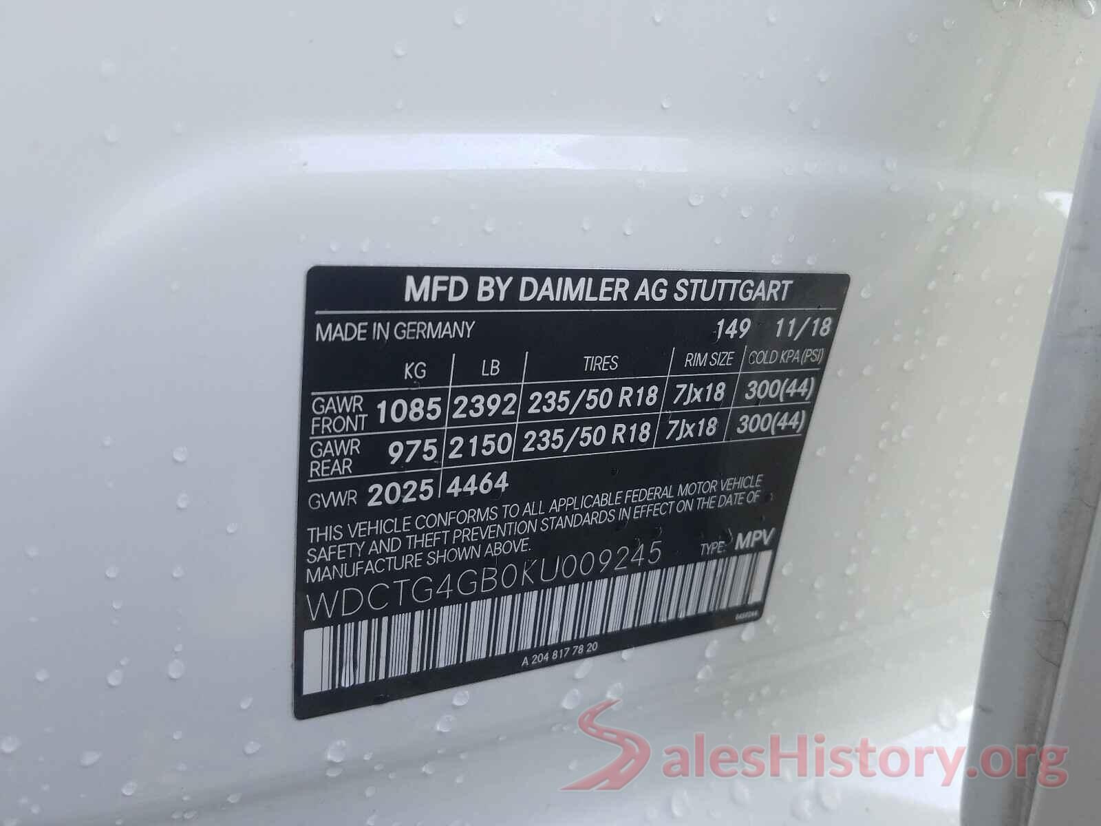 WDCTG4GB0KU009245 2019 MERCEDES-BENZ G CLASS