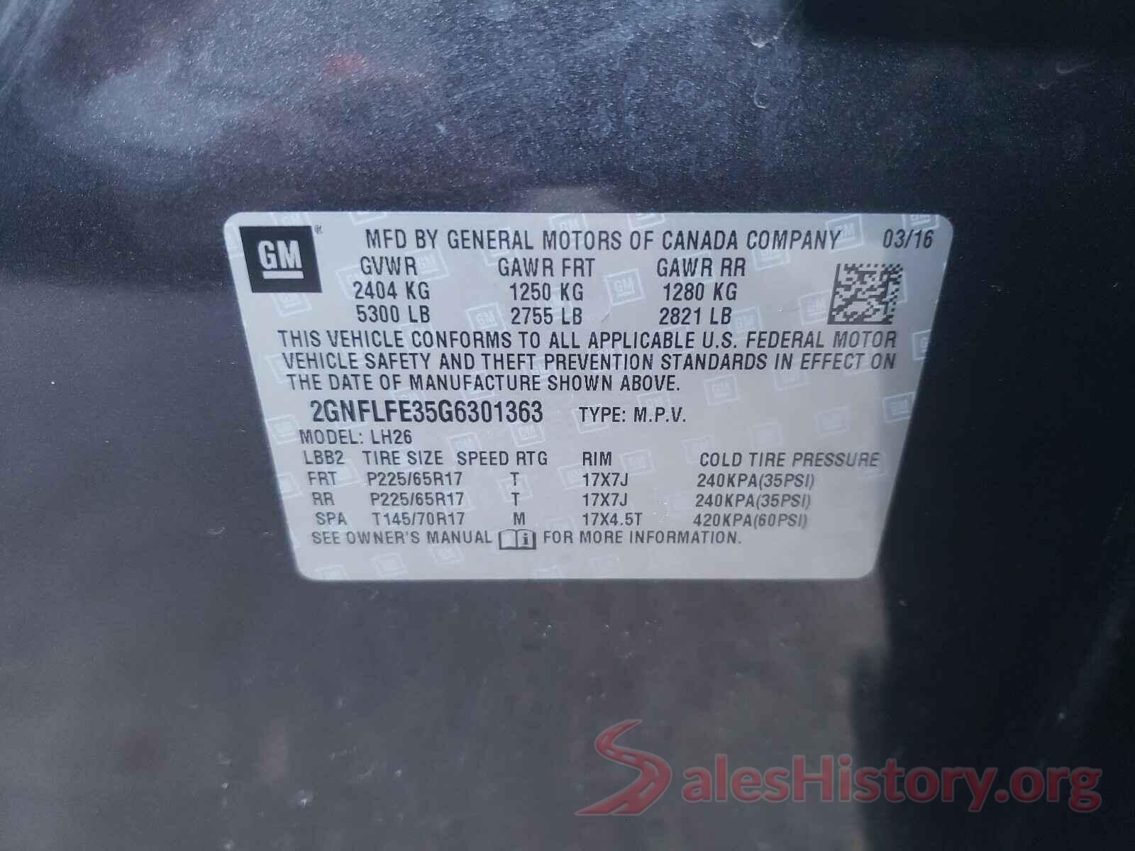 2GNFLFE35G6301363 2016 CHEVROLET EQUINOX