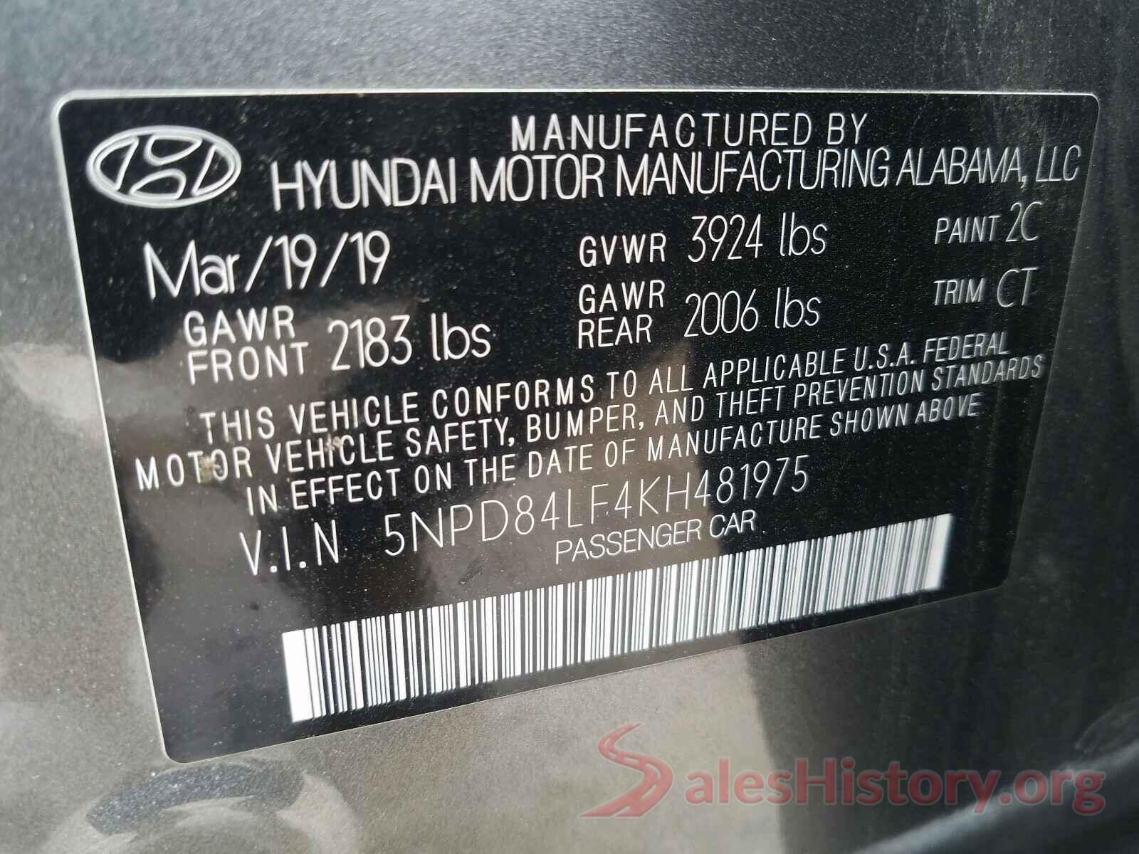 5NPD84LF4KH481975 2019 HYUNDAI ELANTRA