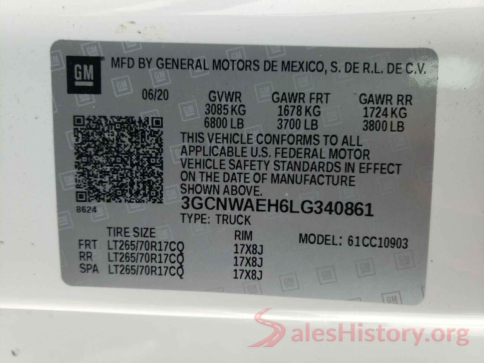 3GCNWAEH6LG340861 2020 CHEVROLET SILVERADO