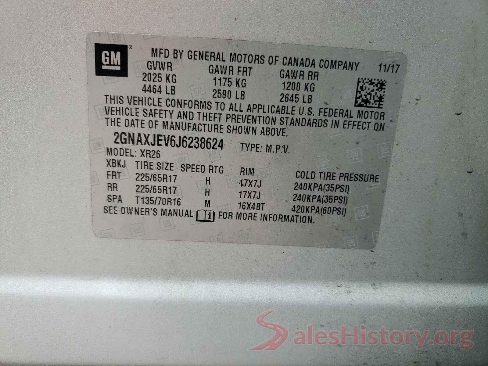 2GNAXJEV6J6238624 2018 CHEVROLET EQUINOX