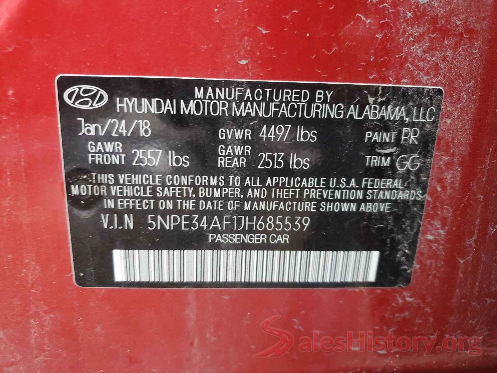 5NPE34AF1JH685539 2018 HYUNDAI SONATA