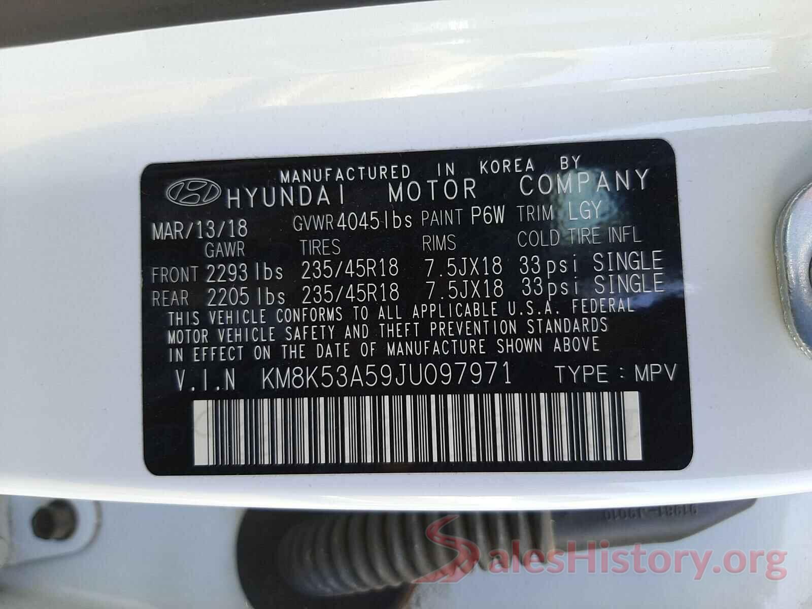 KM8K53A59JU097971 2018 HYUNDAI KONA