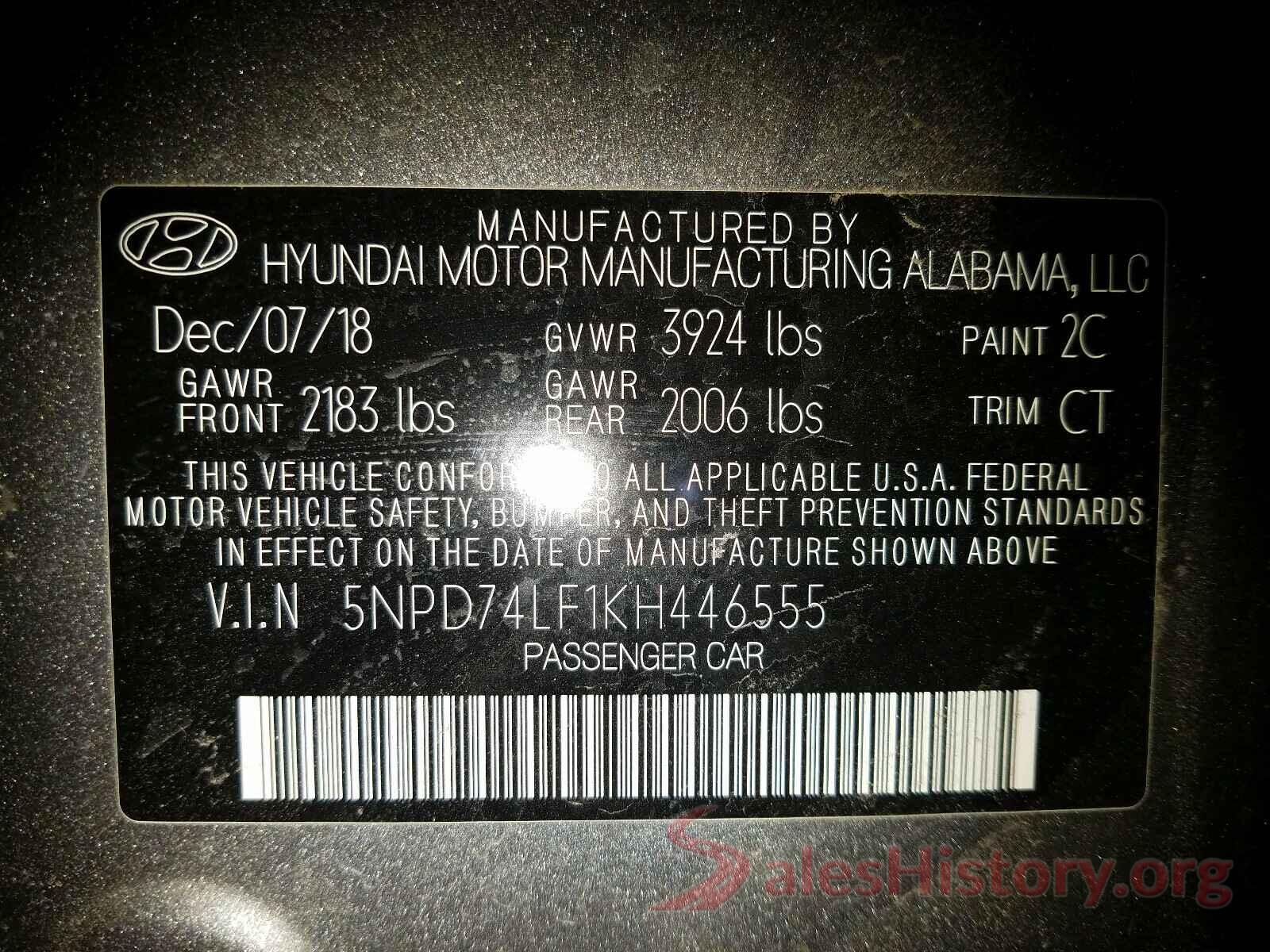 5NPD74LF1KH446555 2019 HYUNDAI ELANTRA