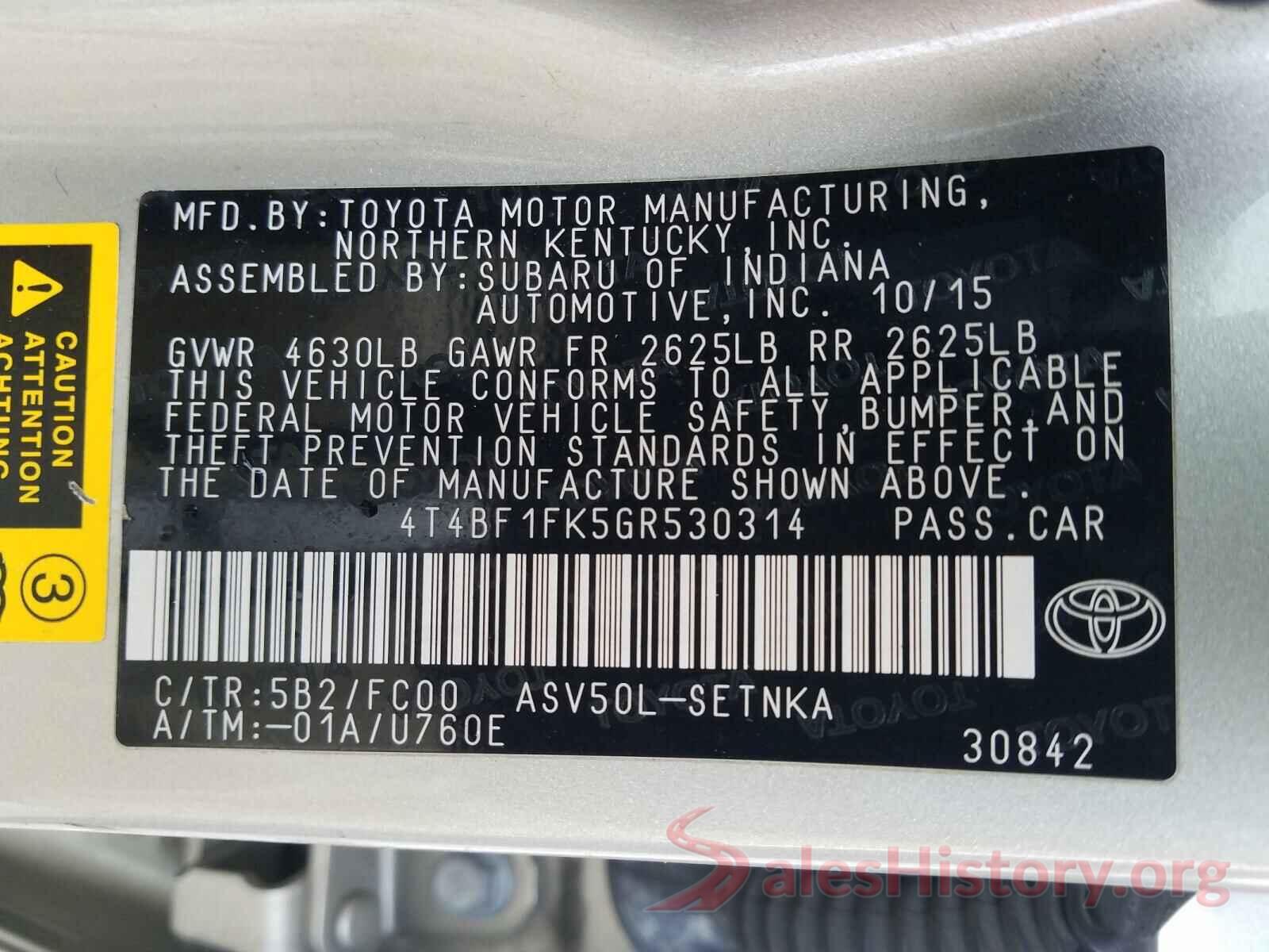 4T4BF1FK5GR530314 2016 TOYOTA CAMRY