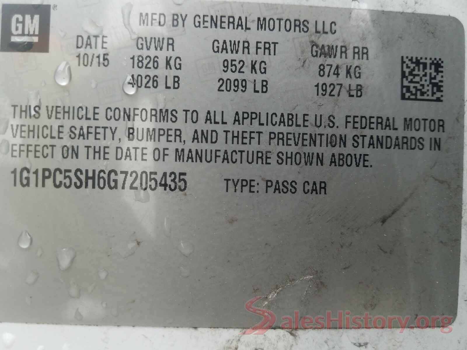 1G1PC5SH6G7205435 2016 CHEVROLET CRUZE