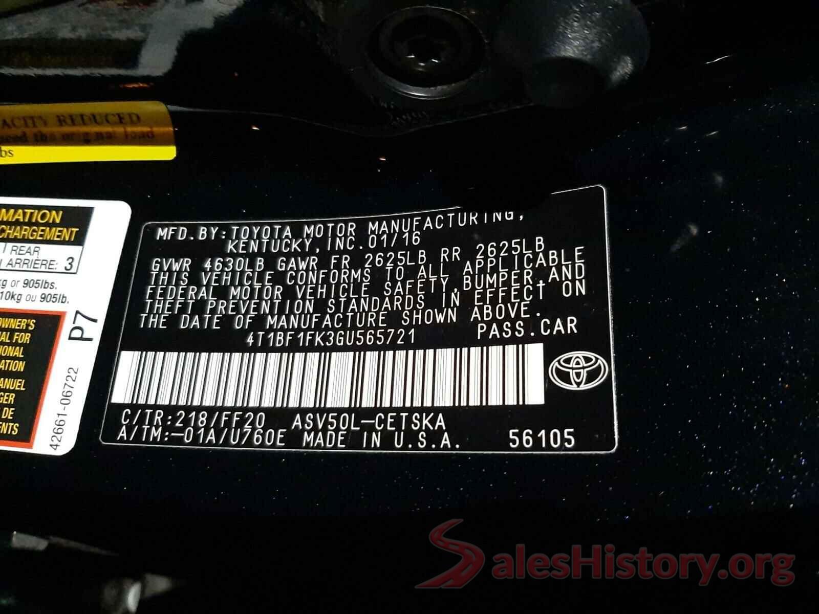 4T1BF1FK3GU565721 2016 TOYOTA CAMRY