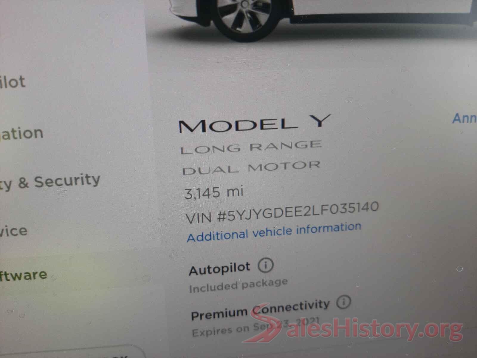 5YJYGDEE2LF035140 2020 TESLA MODEL Y