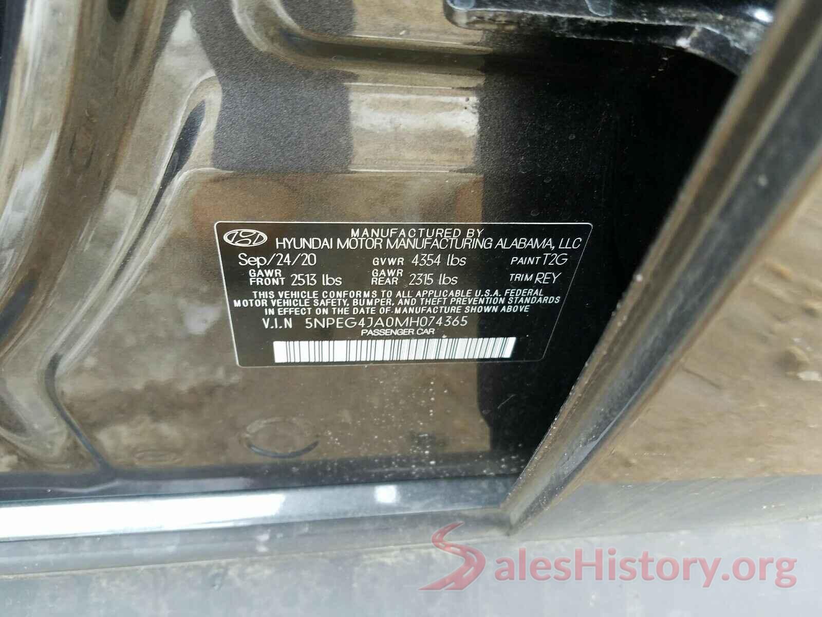 5NPEG4JA0MH074365 2021 HYUNDAI SONATA