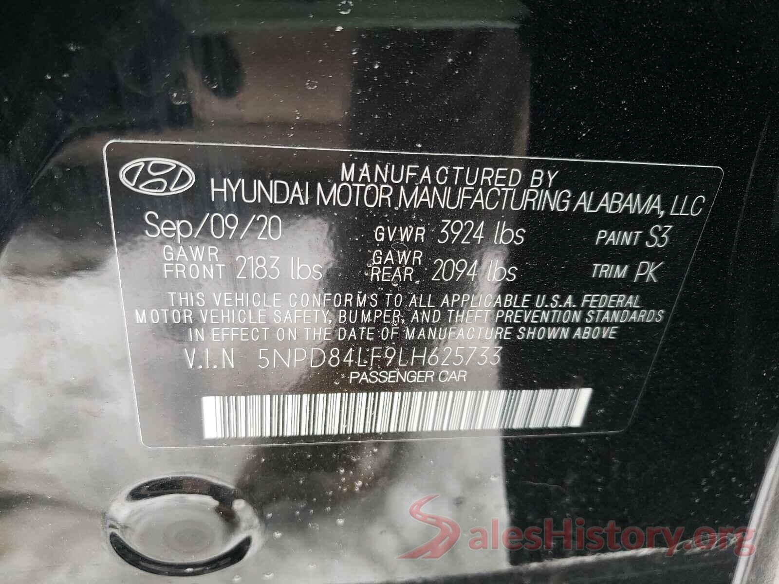 5NPD84LF9LH625733 2020 HYUNDAI ELANTRA