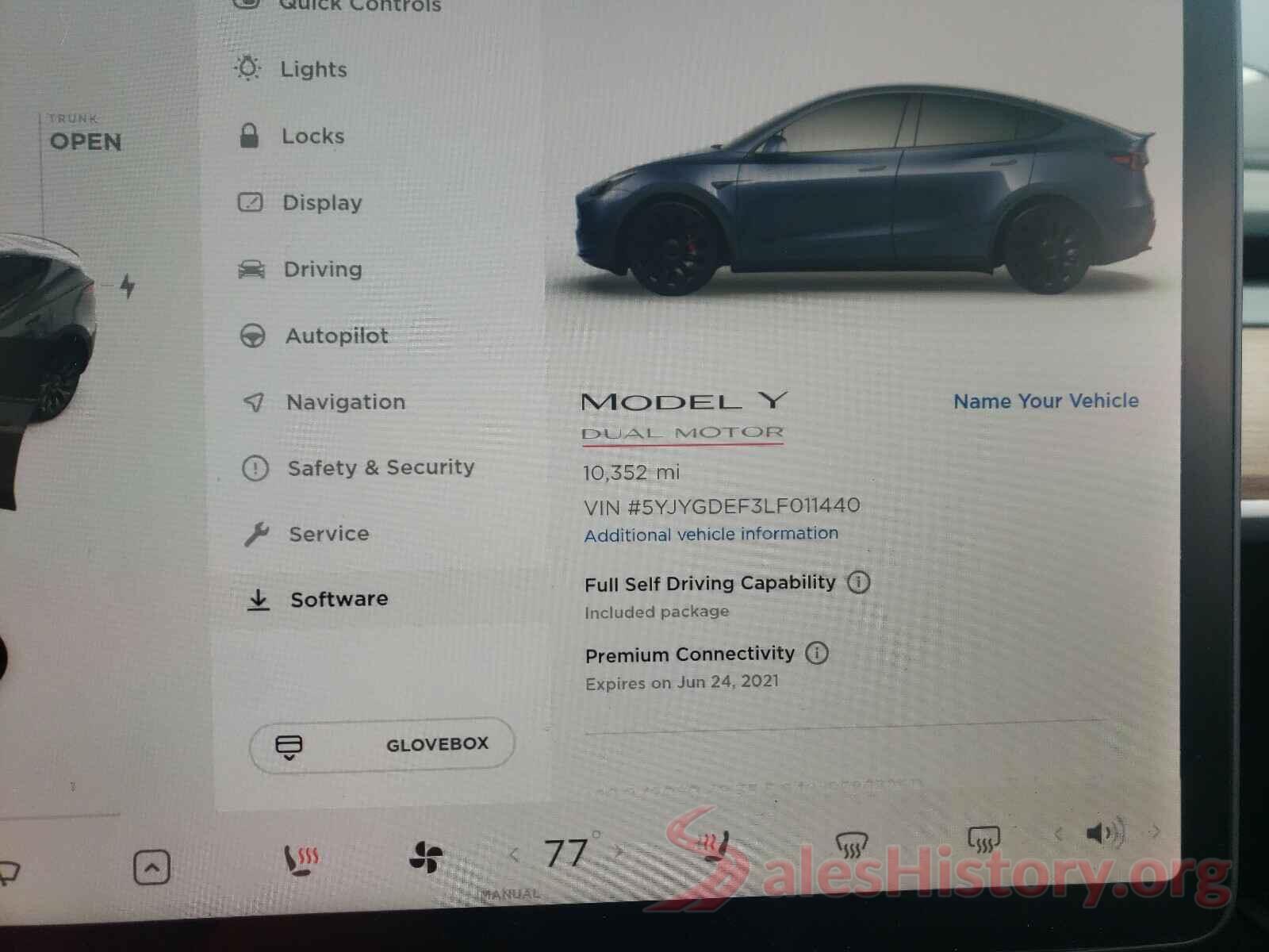 5YJYGDEF3LF011440 2020 TESLA MODEL Y